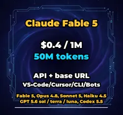 Claude Fable 5 | 50M TOKENS | INSTANT DELIVERY 24/7 | API VS•Code/Cursor/CLI/Bots