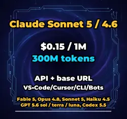 Claude Sonnet 5 / 4.6 | 300M TOKENS | INSTANT DELIVERY 24/7 | API VS•Code/Cursor/CLI/Bots