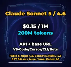Claude Sonnet 5 / 4.6 | 200M TOKENS | INSTANT DELIVERY 24/7 | API VS•Code/Cursor/CLI/Bots