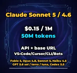 Claude Sonnet 5 / 4.6 | 50M TOKENS | INSTANT DELIVERY 24/7 | API VS•Code/Cursor/CLI/Bots