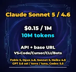 Claude Sonnet 5 / 4.6 | 10M TOKENS | INSTANT DELIVERY 24/7 | API VS•Code/Cursor/CLI/Bots