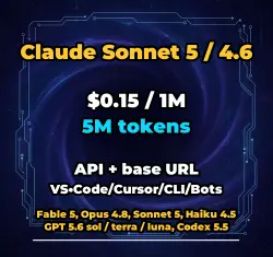 Claude Sonnet 5 / 4.6 | 5M TOKENS | INSTANT DELIVERY 24/7 | API VS•Code/Cursor/CLI/Bots