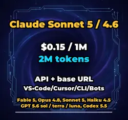 Claude Sonnet 5 / 4.6 | 2M TOKENS | INSTANT DELIVERY 24/7 | API VS•Code/Cursor/CLI/Bots