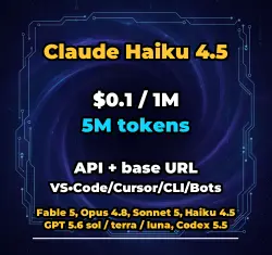 Claude Haiku 4.5 | 5M TOKENS | INSTANT DELIVERY 24/7 | API VS•Code/Cursor/CLI/Bots