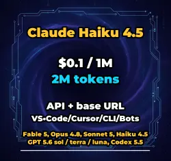 Claude Haiku 4.5 | 2M TOKENS | INSTANT DELIVERY 24/7 | API VS•Code/Cursor/CLI/Bots