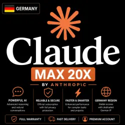 Germany Claude Max 20x Account - 1 Month | AUTO 24/7, OFFICIAL