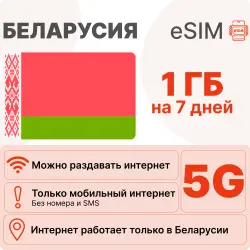 eSIM Belarus internet plan: 1 GB for 7 days | Virtual SIM card