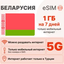 eSIM Беларусь для интернета: 1 ГБ на 7 дней | Виртуальная сим-карта