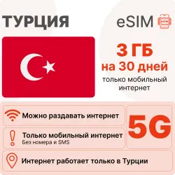 eSIM Turkey internet plan: 3 GB for 30 days | Virtual SIM card