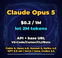 Claude Opus 5 | 2M TOKENS | INSTANT DELIVERY 24/7 | API VS•Code/Cursor/CLI/Bots