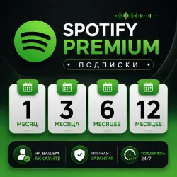 24/7 | Spotify Premium | Индивидуальная, Duo, Family (приглашение / владение) | 1, 3, 6, 12 месяцев
