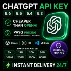 ChatGPT API KEY |  TOKENS | 5–800M TOKENS | GPT 5.6 | 5.5 | 5.4 | 5.3 Codex