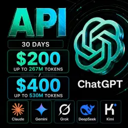 ChatGPT / Claude APIs, etc. $200/$400. Up to 267M/530M tokens / 1 month Dashboard