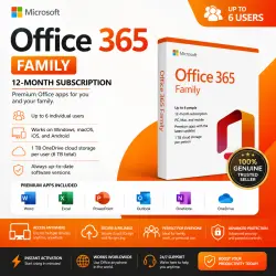 Microsoft Office 365 Family | 12 Months | Up to 6 Users | 6TB OneDrive | Instant Activation
