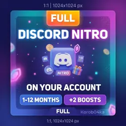 🎯 DISCORD NITRO 1-12 МЕСЯЦЕВ+2 БУСТА FULL | Korob04ka