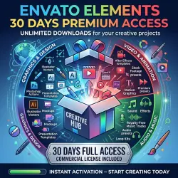 Envato Elements 30 Days Premium Access – Unlimited Downloads (Graphics, Video, Audio)
