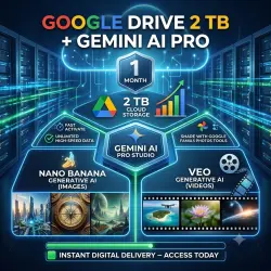 Google Drive 2 TB + Gemini AI Pro 1 Month – Nano Banana & Veo Generative AI Included