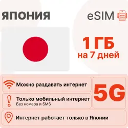 eSIM Japan internet plan: 1 GB for 7 days | Virtual SIM card