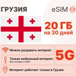 eSIM Georgia internet plan: 20 GB for 30 days | Virtual SIM card