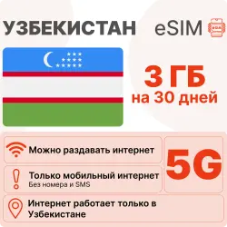 eSIM Uzbekistan internet plan: 3 GB for 30 days | Virtual SIM card