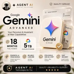 Gemini Google AI Pro • FOR 18 MONTHS • TO YOUR ACCOUNT +5 TB CLOUD