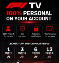 Formula 1 ( F1 TV - F1TV ) PRO/Premium 4K Stream subscription On Your Own Account , 10 Peronal