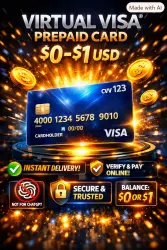 Virtual Visa Prepaid Card | Balance $0–$1 USD | Instant Delivery