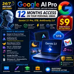 24/7 Instant | Google AI Pro 12 Months on Your Mail | Gemini 3.1 Pro, 5TB, AntiGravity 2.0