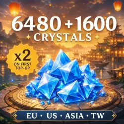 6,480 + 1,600 CRYSTALS / X2 ON YOUR FIRST TOP-UP / ANY SERVER