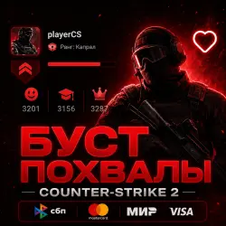100/100/100 ЛАЙКОВ (ПОХВАЛЫ) В ПРОФИЛЬ CS2 | БУСТ ТРАСТ-ФАКТОРА
