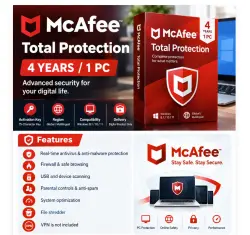 McAfee Total Protection Ключ - Активация онлайн - 1 Устройство 1 Год Global