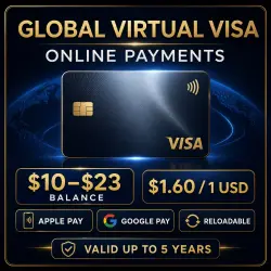 Global Virtual Visa Card $10–$23 |Apple Pay / Google Pay | Reloadable | 5 Years | Online Payments