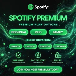 Spotify Premium | 24/7 Instant Access | Individual, Duo & Family Owner | 1, 3, 6, 12 Months