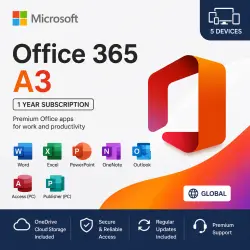 Microsoft Office 365 A3 — 1 Year | 5 Devices | Global