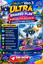 Google Ai Ultra(Veo3 Or Flow Ai-1 Month Plan)