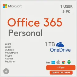 Office 365 for 5 Devices + 1 TB OneDrive | On Your Account | 1 Year