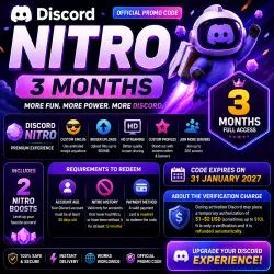 Discord Nitro — 3 Months — 2 Nitro Boosts — Promotion Code