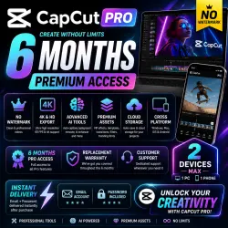 CapCut Pro — 6 Months — No Watermark — AI Tools — Premium