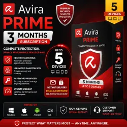 Avira Prime — 3 Months — Up to 5 Devices — Email + Password — Full Access