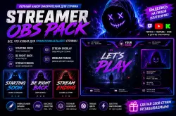 Custom Streamer OBS Pack | Starting Soon + BRB + Ending + Overlay + Webcam Frame