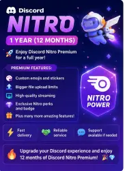 Discord Nitro — 1 Year Discord Nitro for 12 Months (1 Year)