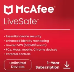 McAfee Live Key - Unlimited Devices / 1 Year - Global
