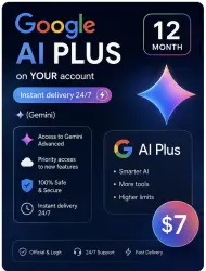 Google AI PLUS 12 Month | on YOUR account | Instant delivery 24/7 | (Gemini + Veo + Nano Banana)