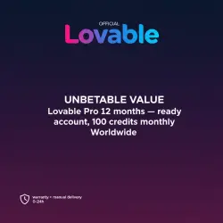 Lovable Pro 12 months — ready account, 100 credits monthly, Worldwide