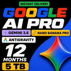 24/7 | Google AI Pro / Google One (12 months) for your Gmail | 5 TB, Gemini 3.8, Nano Banana 2, Veo