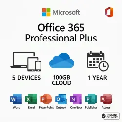 Microsoft Office 365 Pro Plus | 5 Devices | 1000 GB Cloud | 1 Year