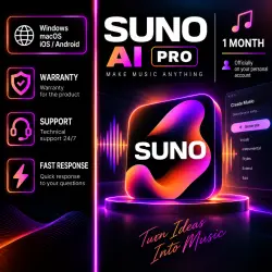 SUNO AI Pro | SUBSCRIPTION ON YOUR ACCOUNT | 1 MONTH (iPhone/Android/PC/MacBook/Windows/macOS & More