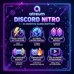 Подписка Discord Nitro: 1-12 Месяцев (Полная, 2 Буста) |atreum