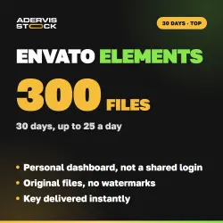 Envato Elements — 300 downloads, 30 days | Personal dashboard | Instant 24/7