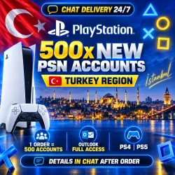 500x NEW PSN ACCOUNTS | Turkey | Outlook Full Access | PS4 & PS5 | Chat Delivery 24/7